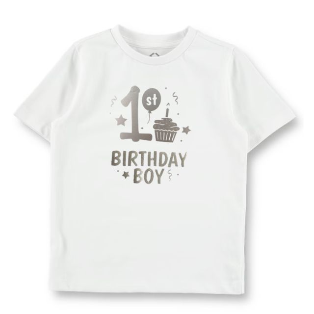 First Birthday Boy White Top