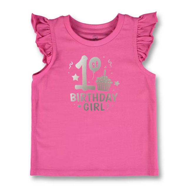 First Birthday Girl Organic Cotton Pink Top