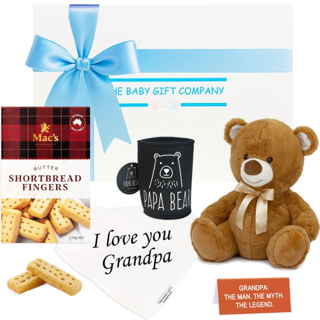 New Grandpa Celebration Gift Box with teddy bear and biscuits