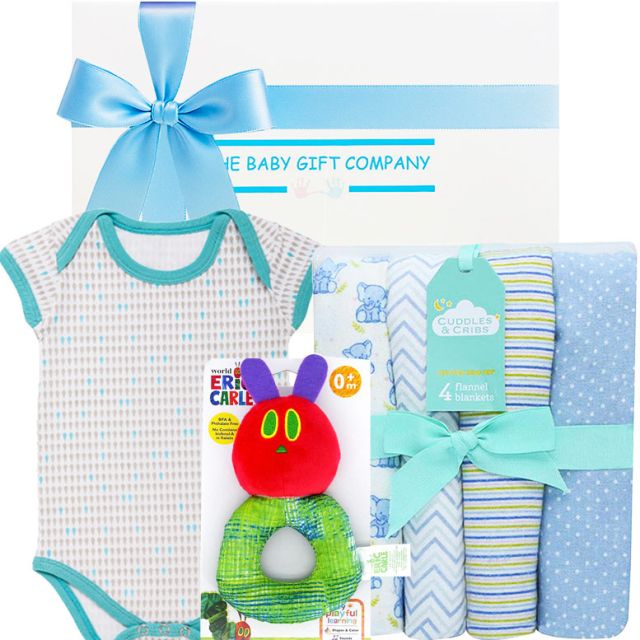 Hush baby boy gift hamper - inspired by the beloved children’s classic. Designed to stimulate baby's early development
