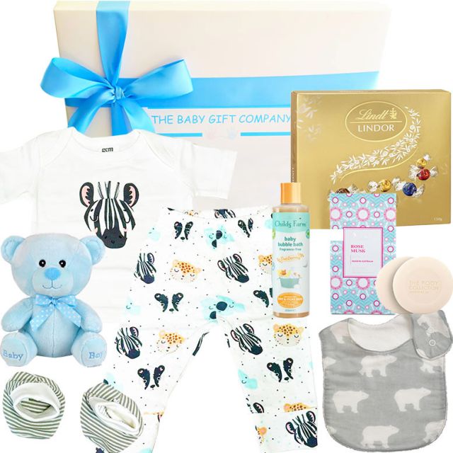 New Mother & Baby Boy Organic Gift Box - Thoughtfully curated with adorable, practical essentials for babies